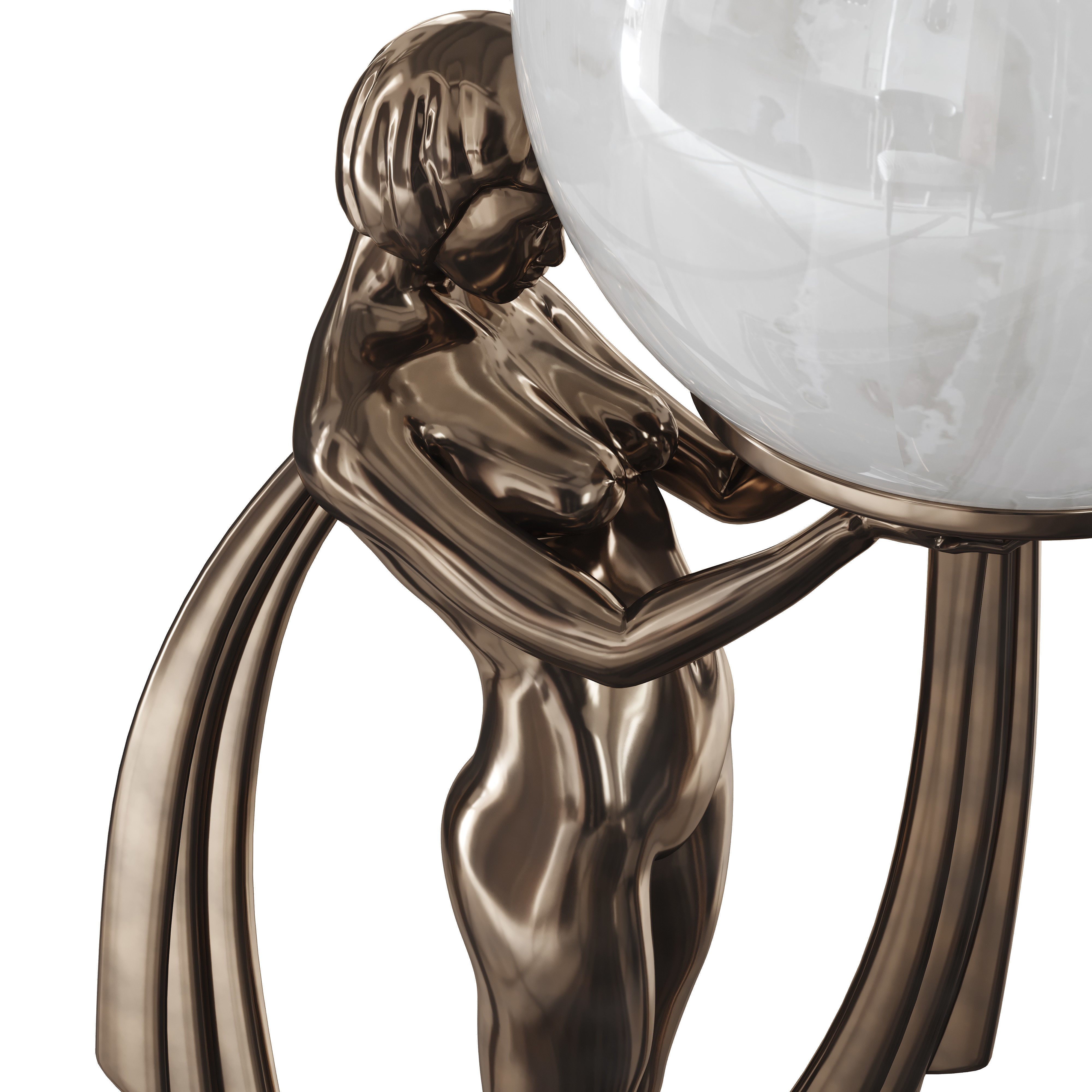 Art Nouveau Lady Lamp 3D model_2