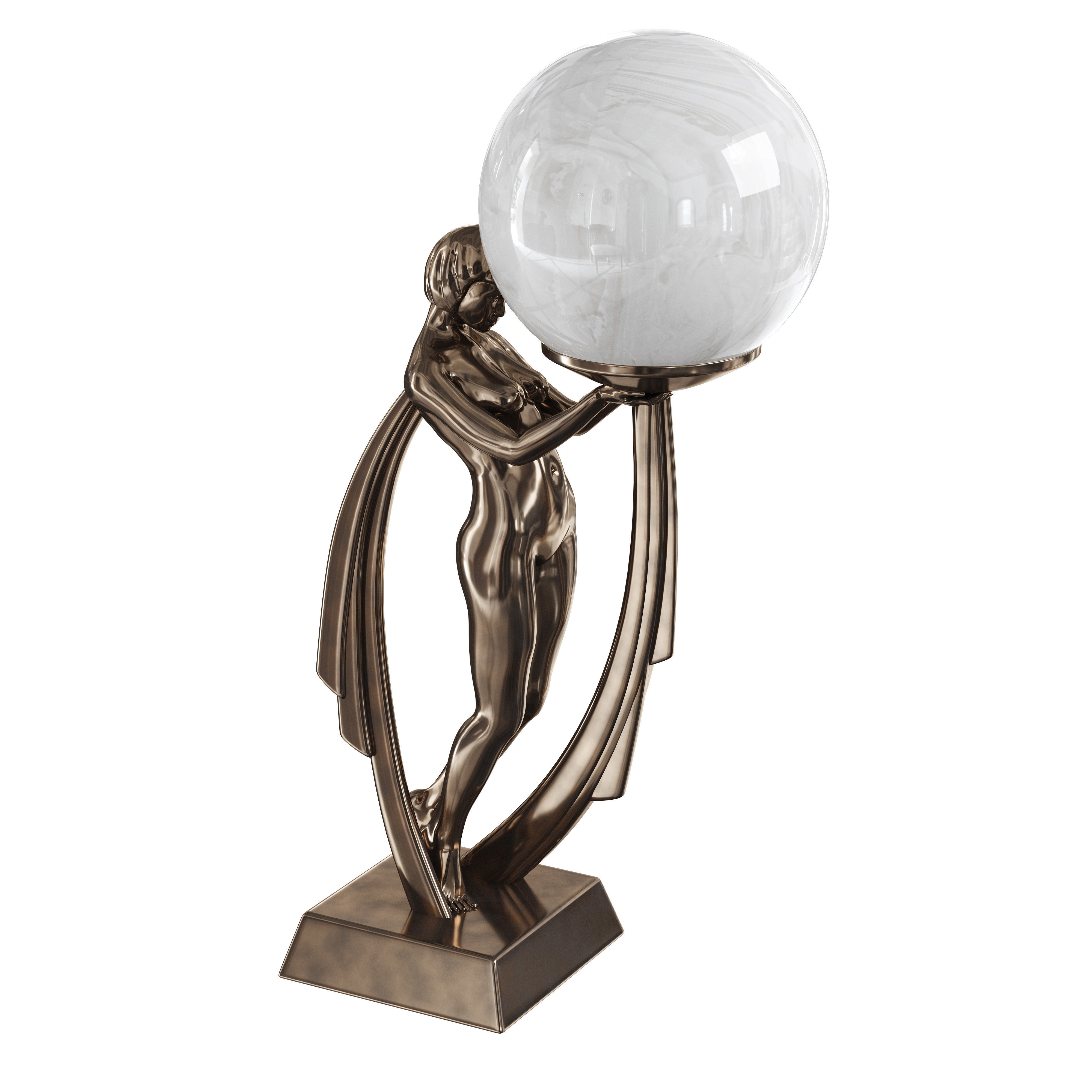 Art Nouveau Lady Lamp 3D model_1