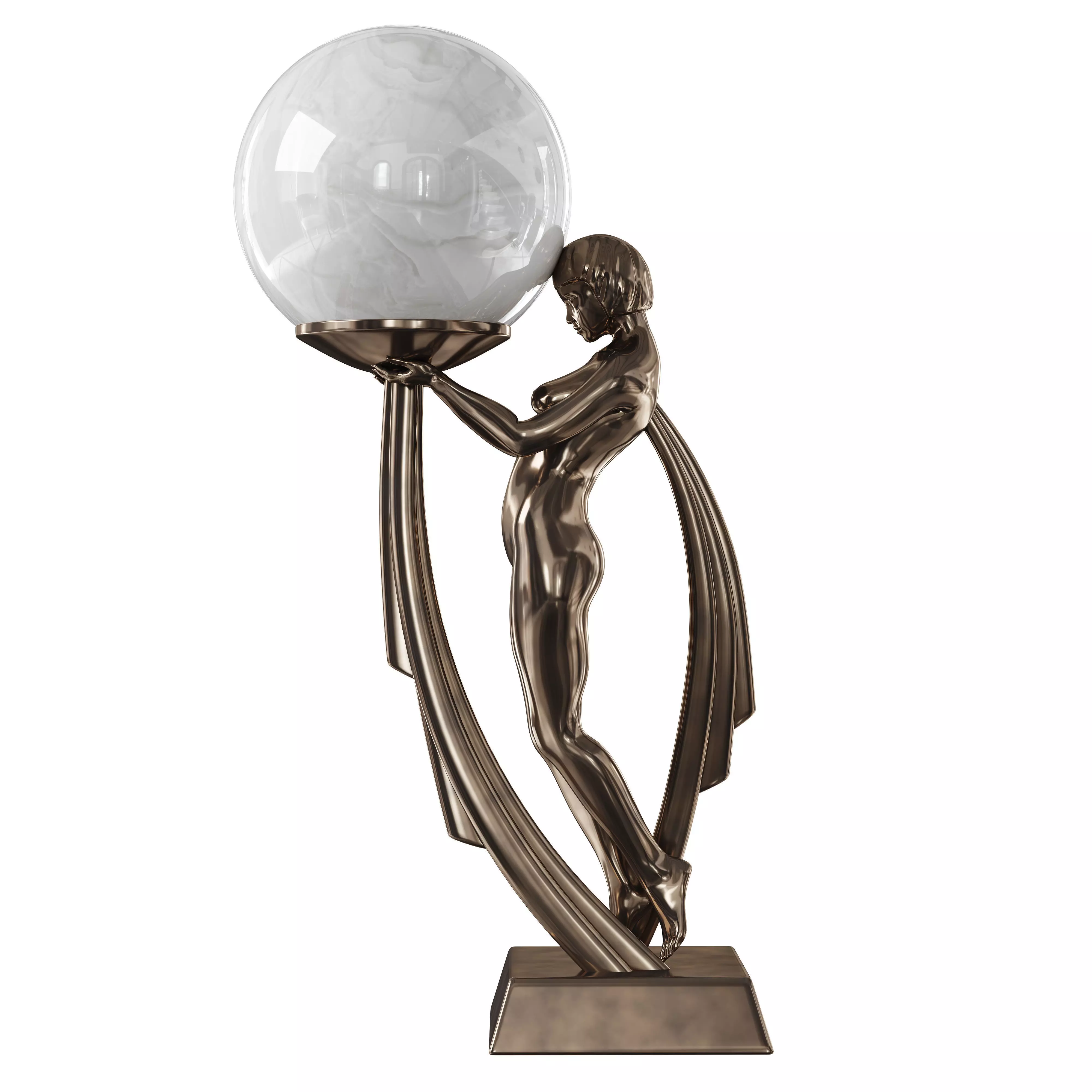 Art Nouveau Lady Lamp 3D model_0