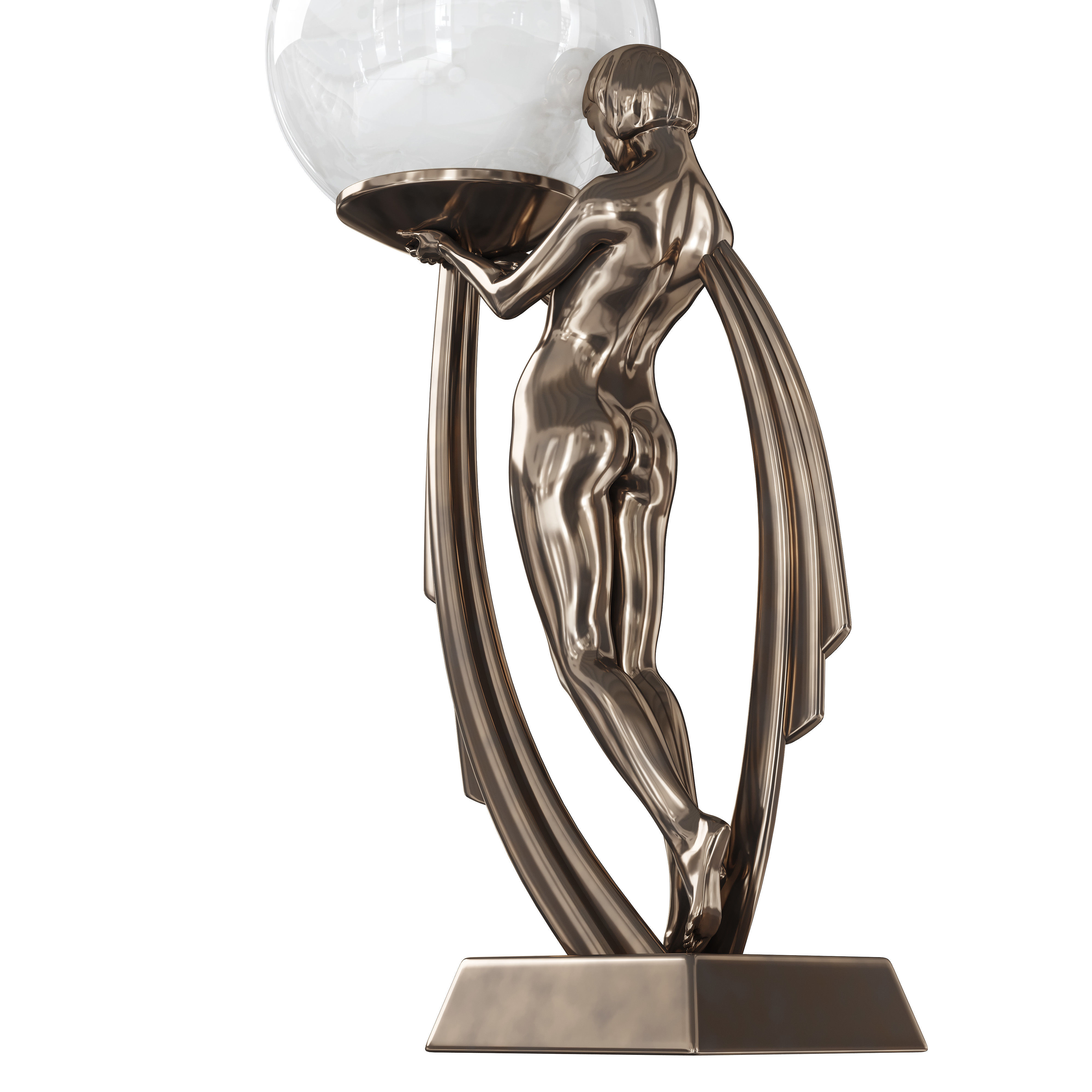 Art Nouveau Lady Lamp 3D model_3