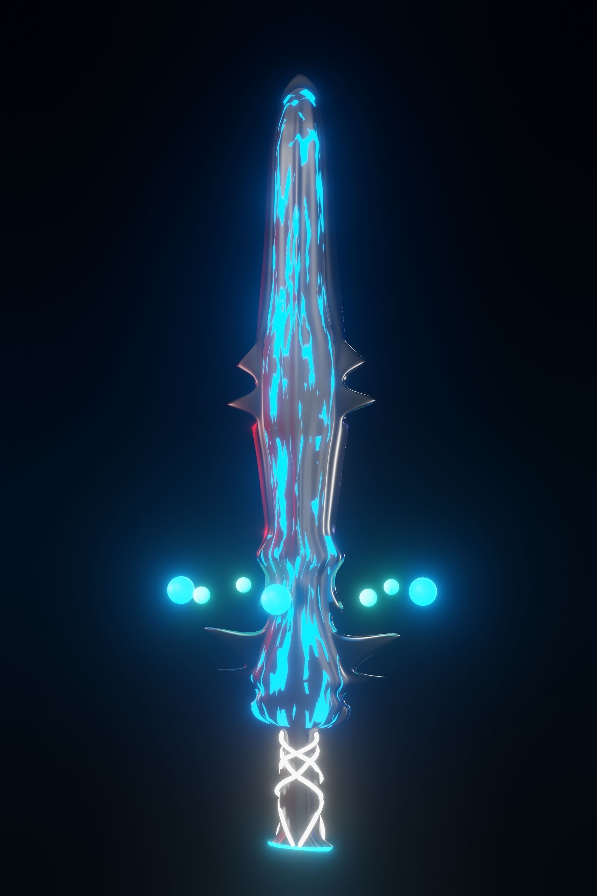 BLUE SWORD WITH ENERGY BALL AROUND Low-poly 3D model_2