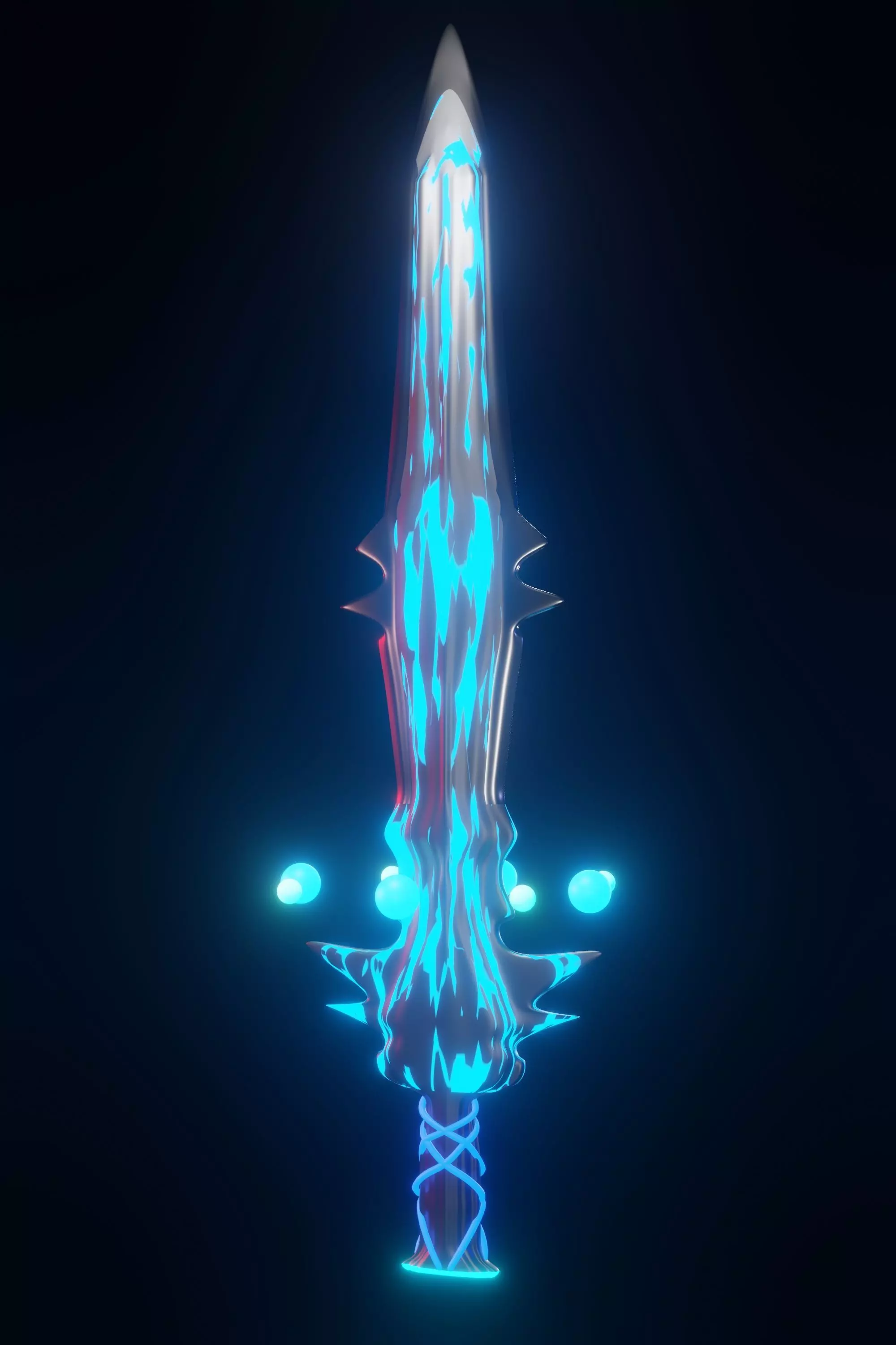 BLUE SWORD WITH ENERGY BALL AROUND Low-poly 3D model_0