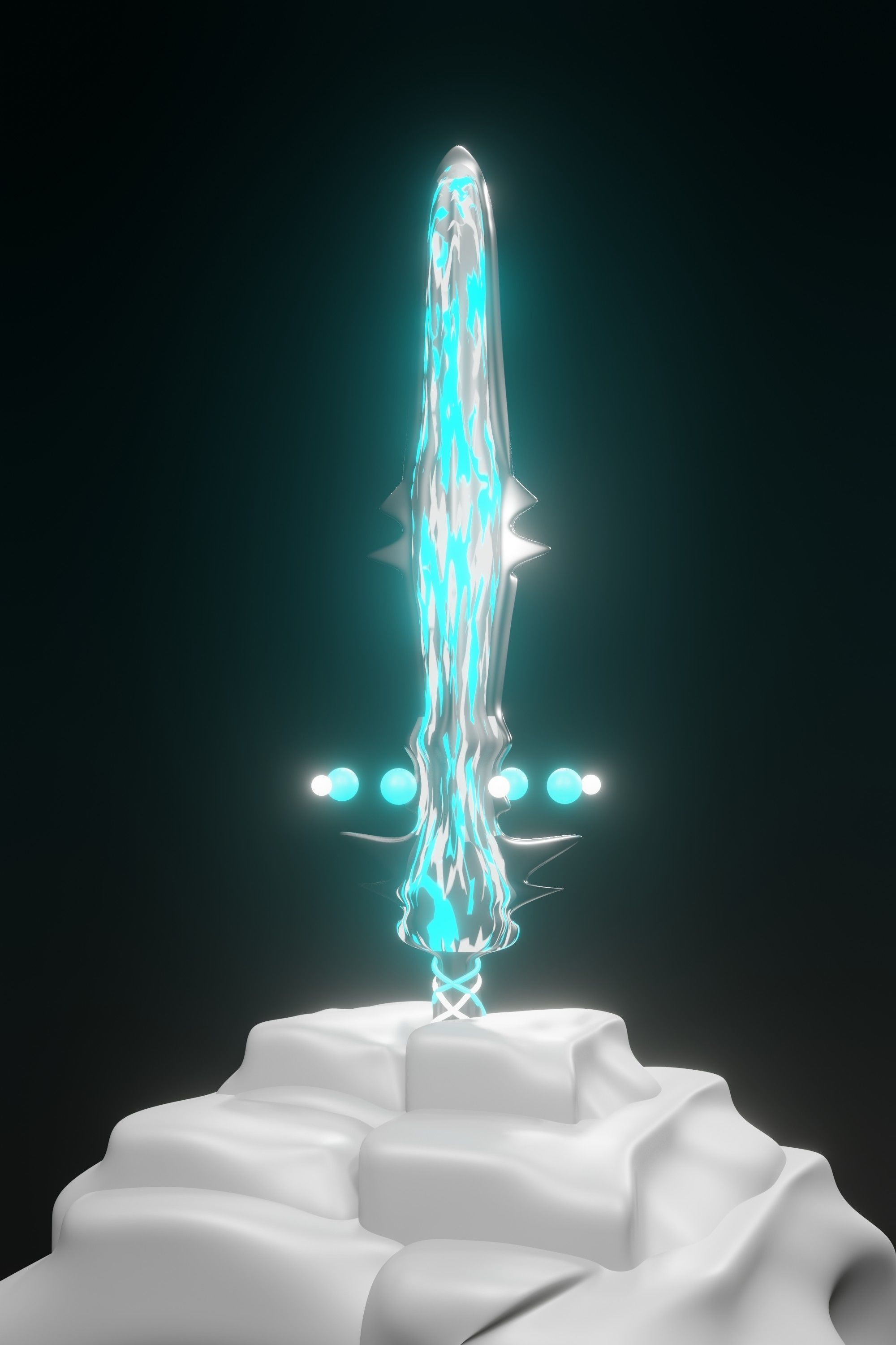 BLUE SWORD WITH ENERGY BALL AROUND Low-poly 3D model_1