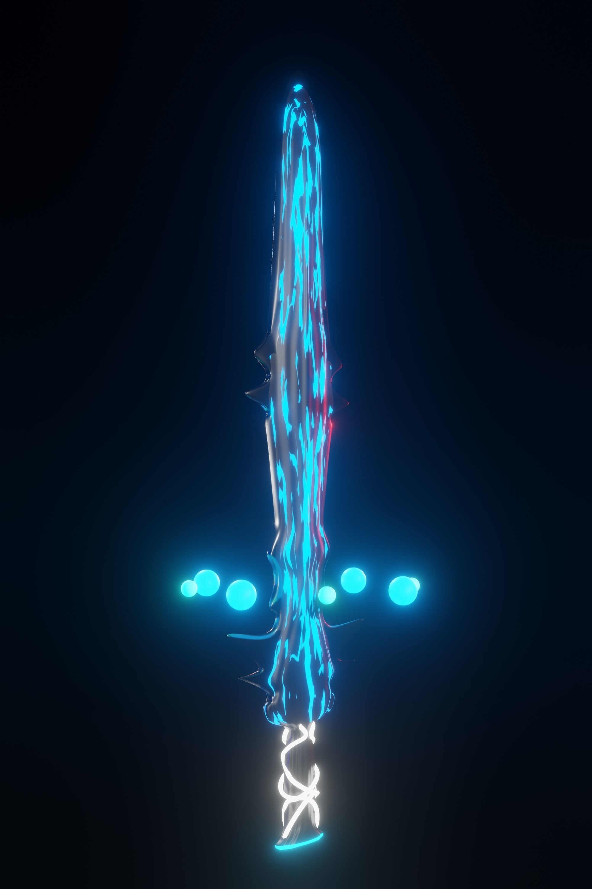 BLUE SWORD WITH ENERGY BALL AROUND Low-poly 3D model_3