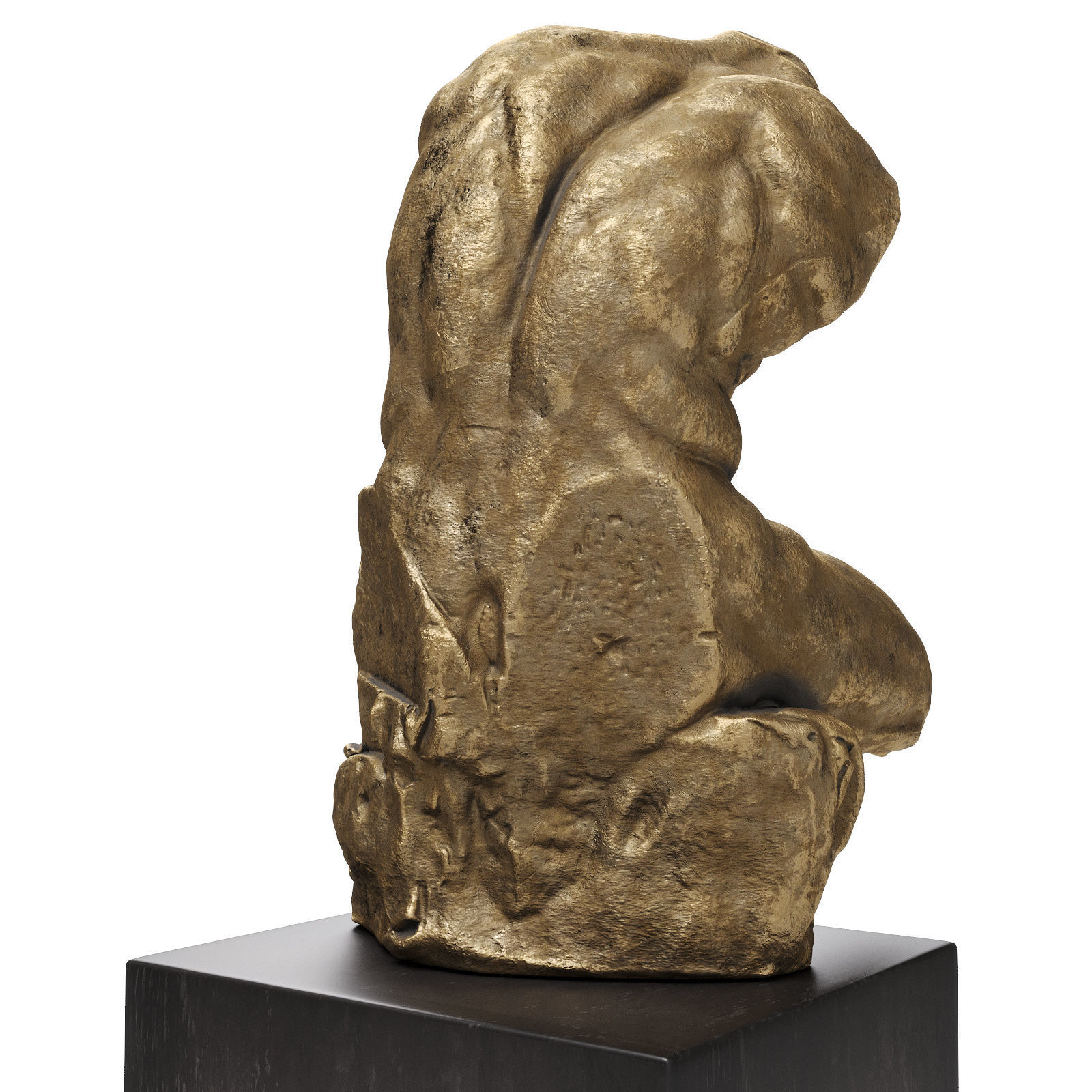 The Belvedere Torso sculpture bronze 3D model_2