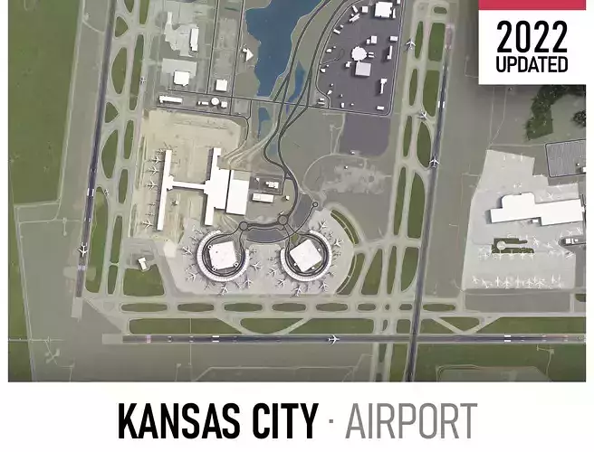 Kansas City Airport Low-poly 3D model