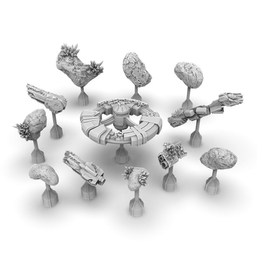 Obstacles Terrain for Star Wars Armada 3D print model_1