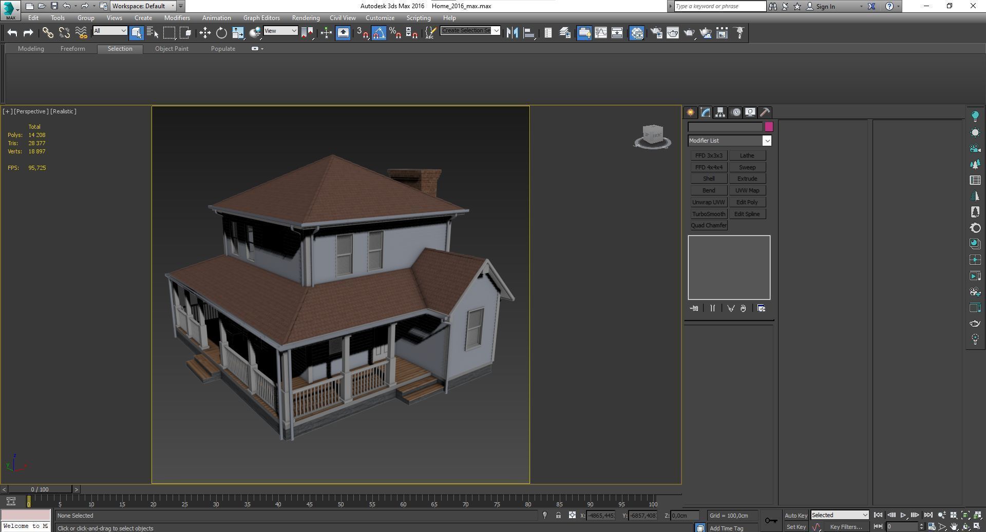 Family house Low-poly 3D model_10