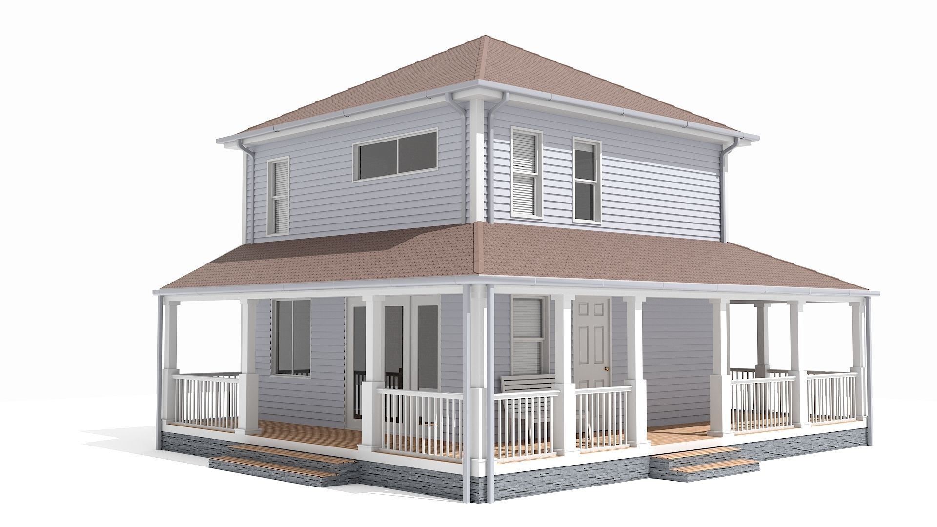 Family house Low-poly 3D model_1