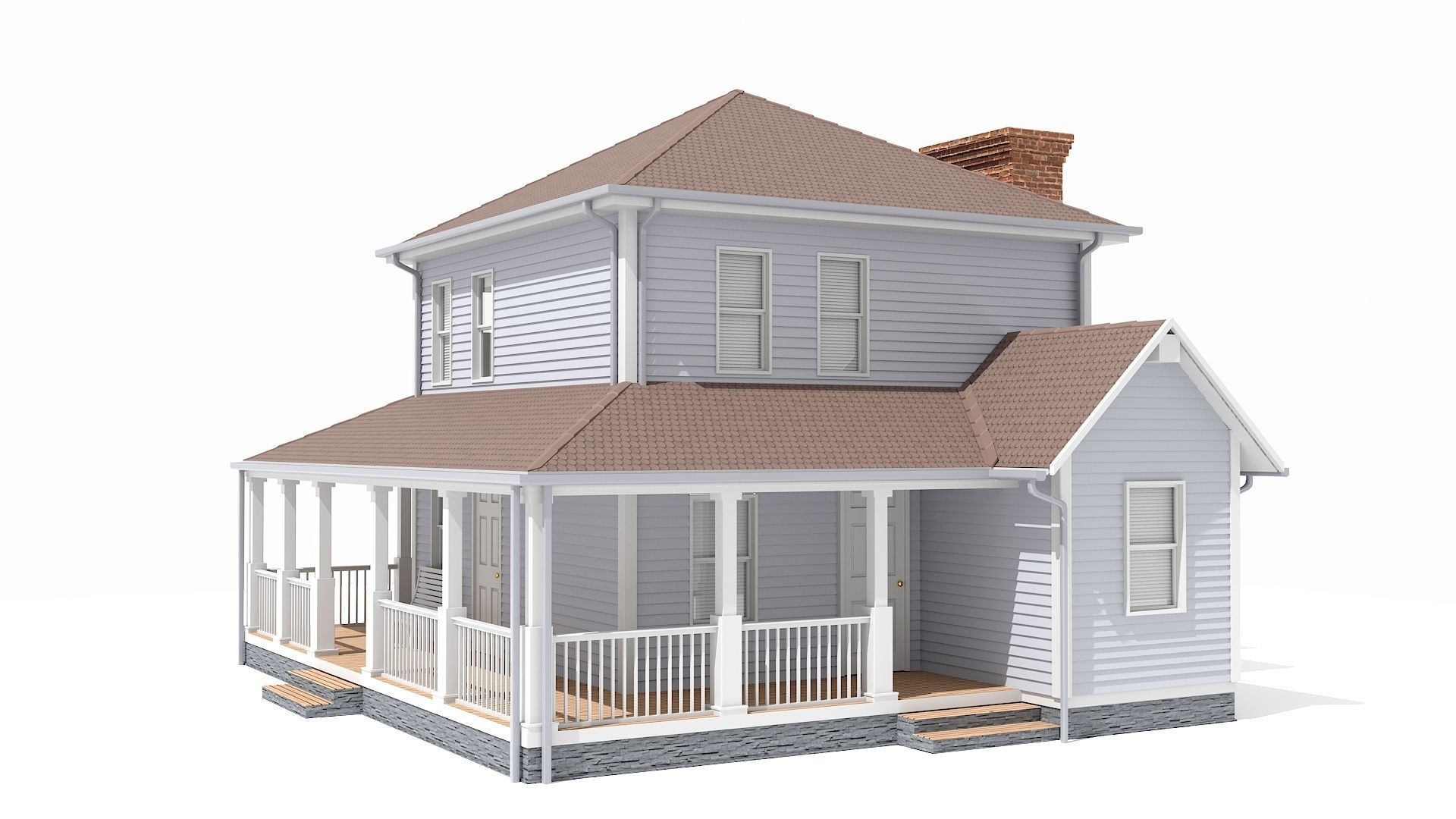 Family house Low-poly 3D model_2