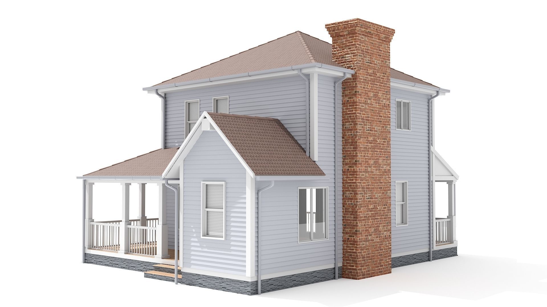 Family house Low-poly 3D model_4