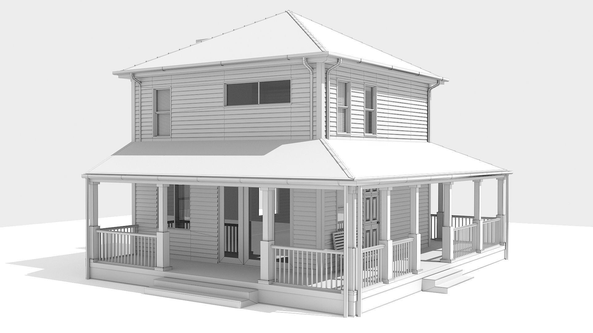 Family house Low-poly 3D model_8