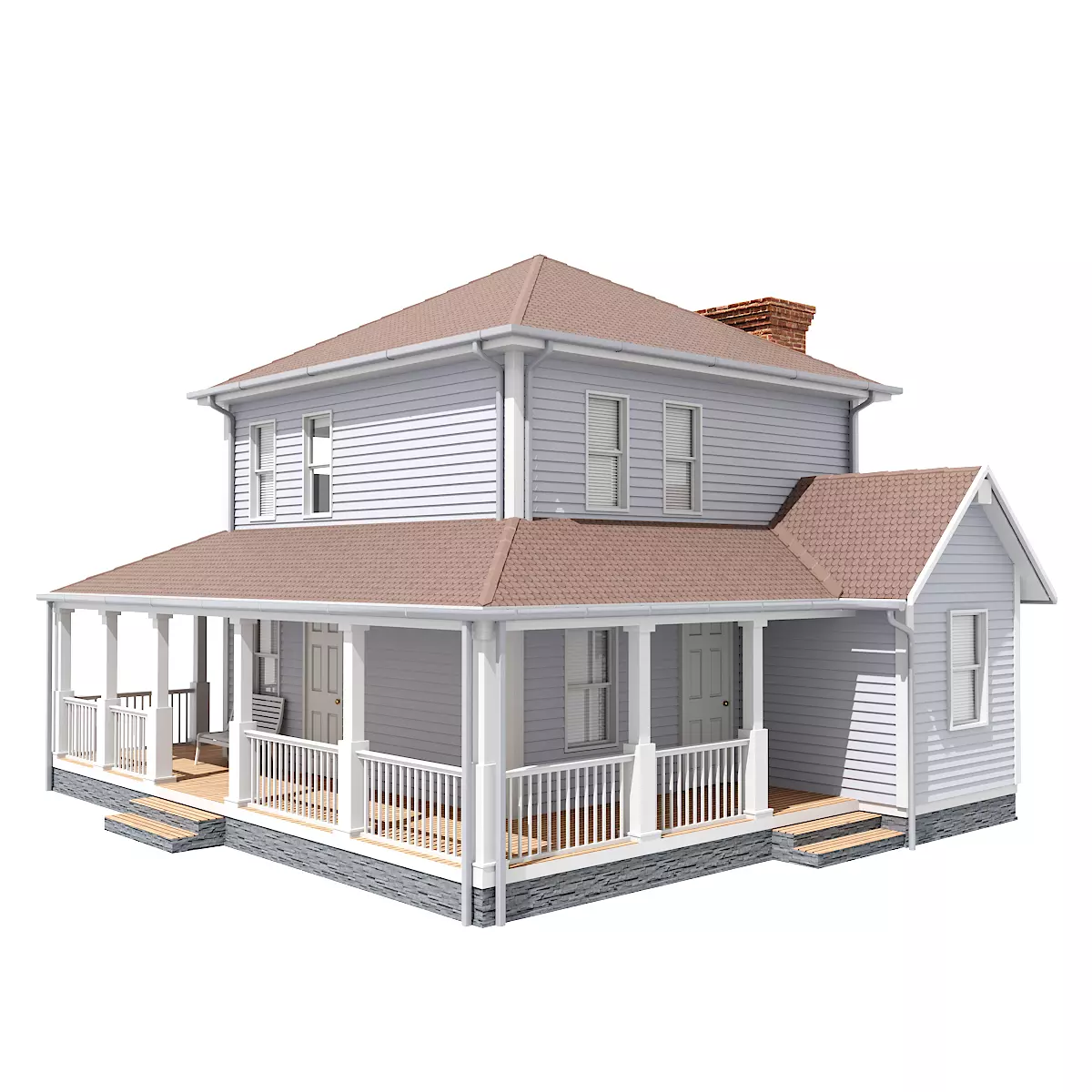 Family house Low-poly 3D model_0
