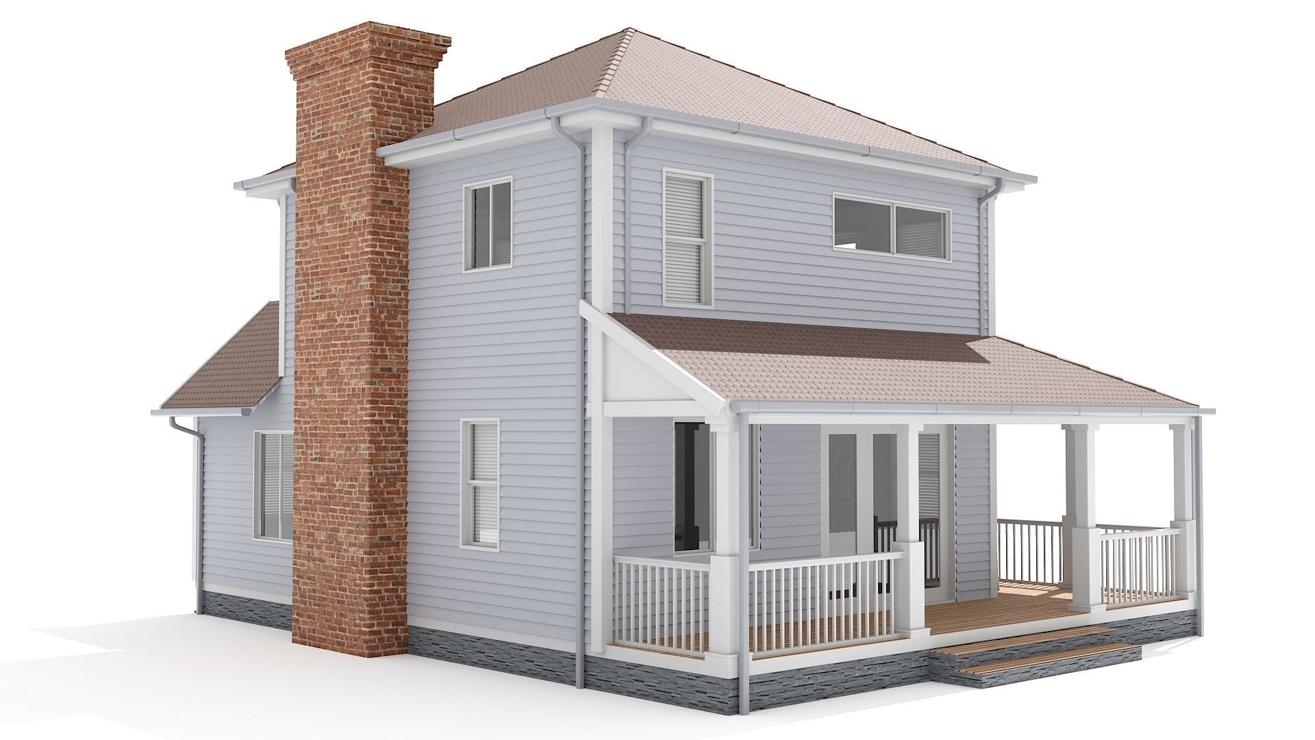 Family house Low-poly 3D model_3