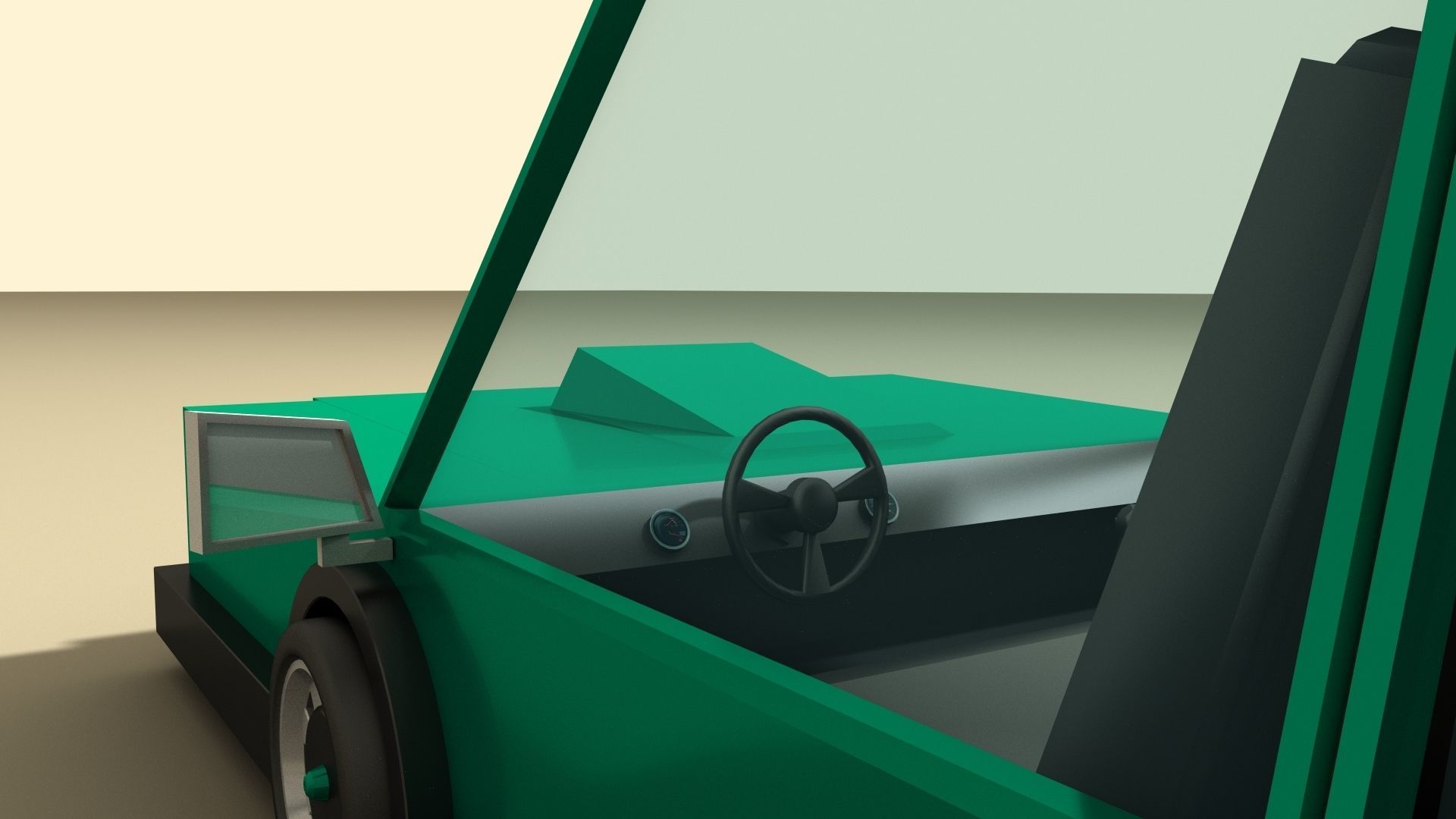 CAR 6 with roof Low-poly 3D model_4