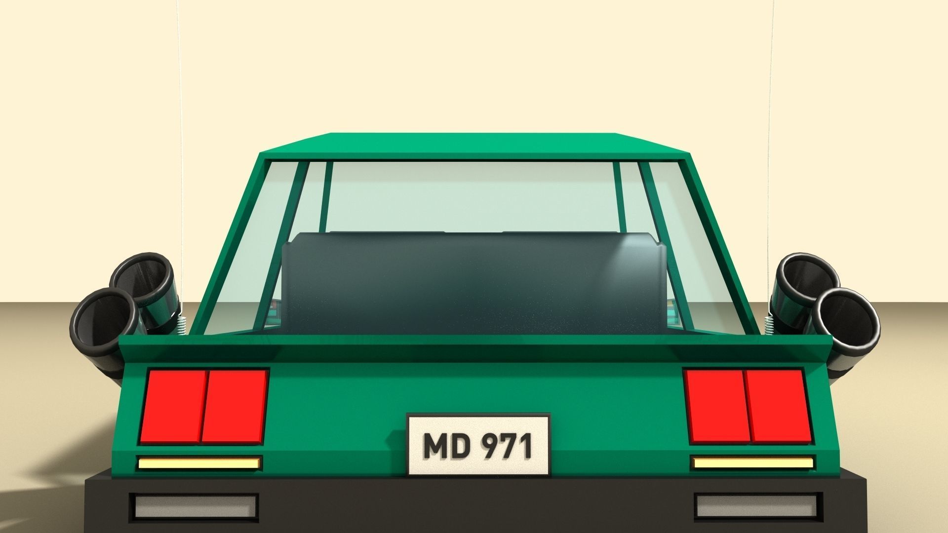 CAR 6 with roof Low-poly 3D model_3