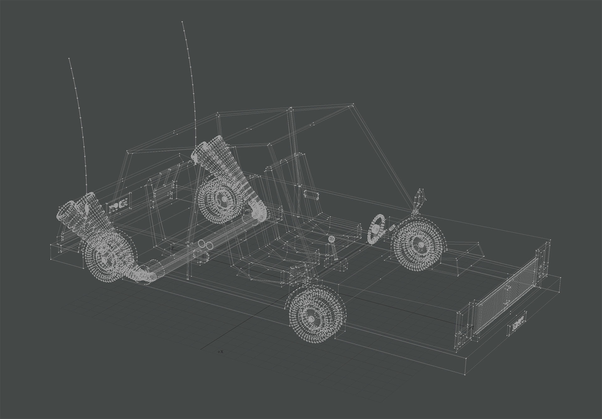 CAR 6 with roof Low-poly 3D model_5