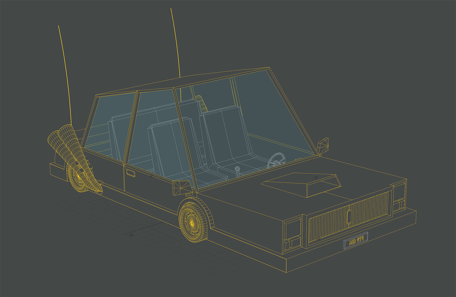 CAR 6 with roof Low-poly 3D model_6