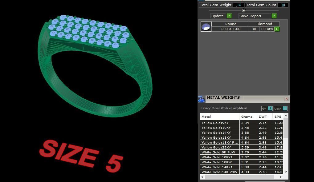 Narrow Bar Hexagon Diamond Cluster Band Signet Ring Mix Size 3D print model_19