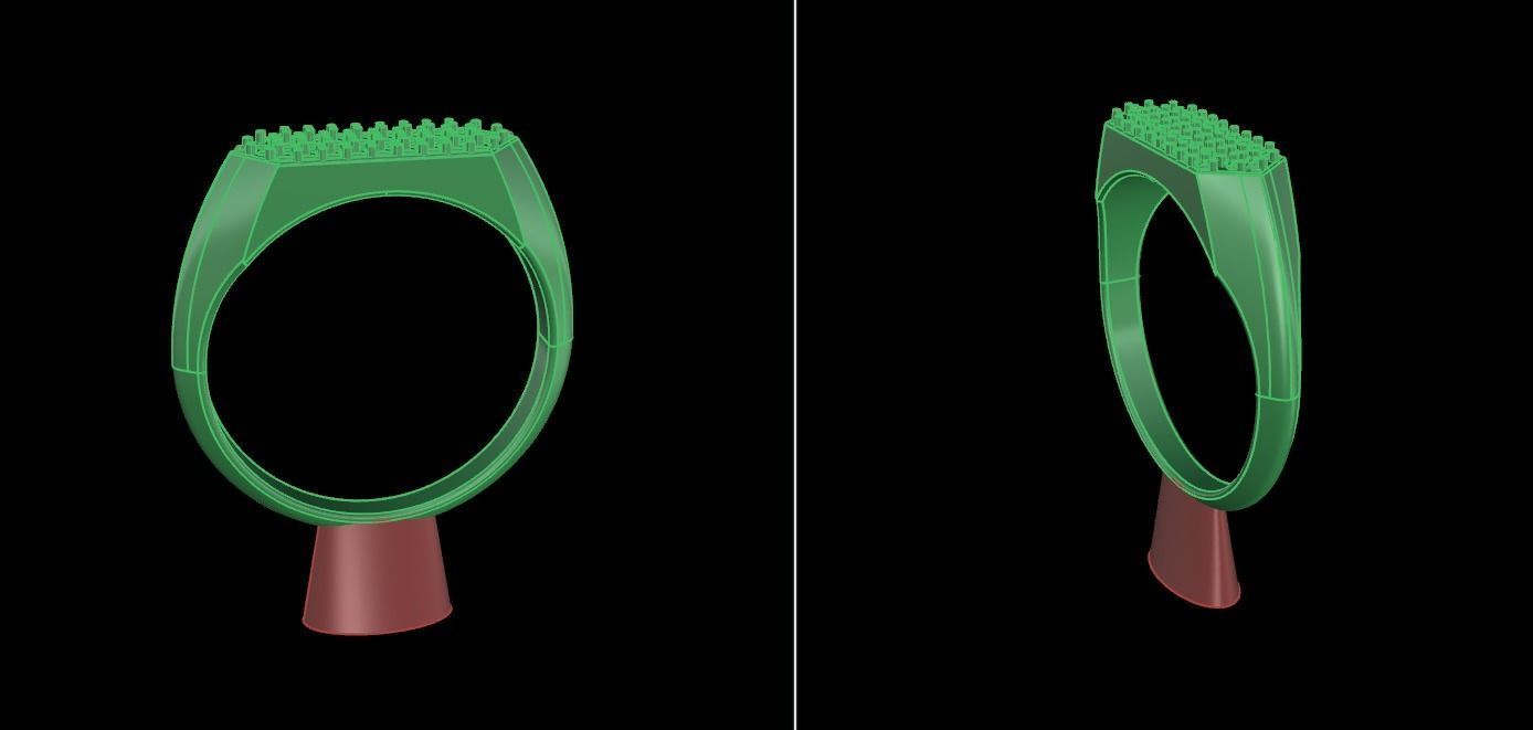 Narrow Bar Hexagon Diamond Cluster Band Signet Ring Mix Size 3D print model_14