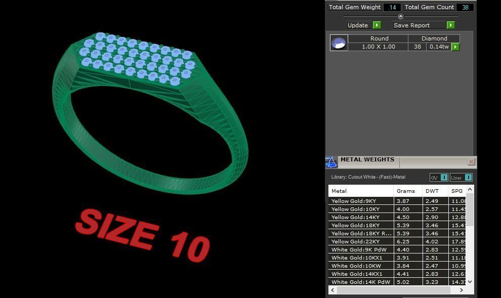 Narrow Bar Hexagon Diamond Cluster Band Signet Ring Mix Size 3D print model_11