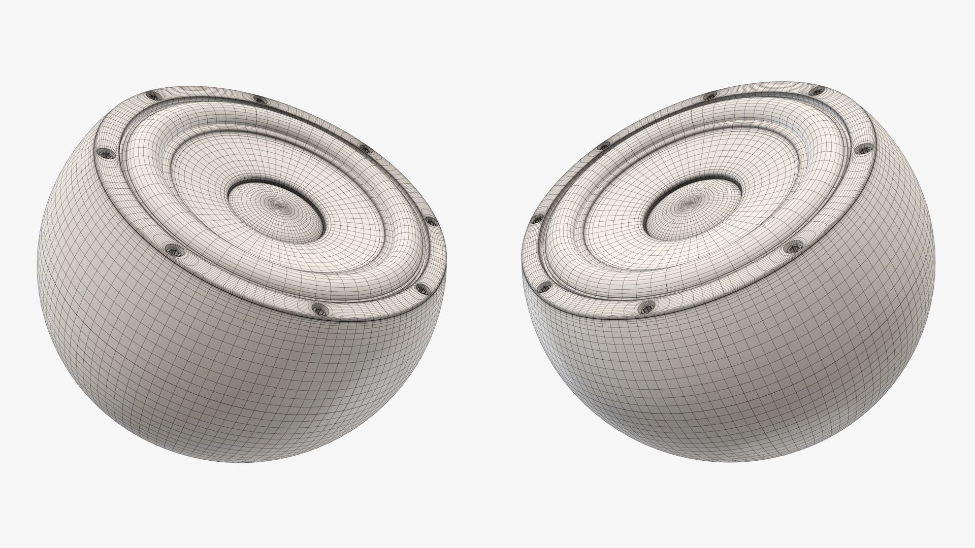 Desktop speakers spherical  3D model_9