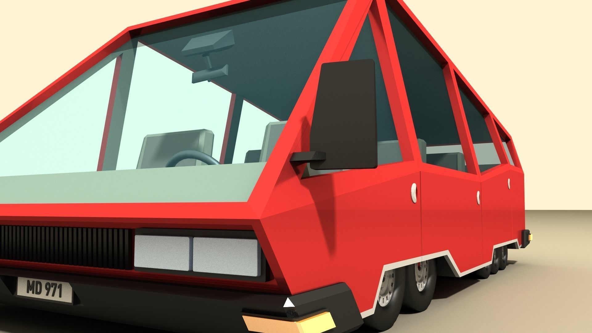 CAR 4 - Van Low-poly 3D model_4