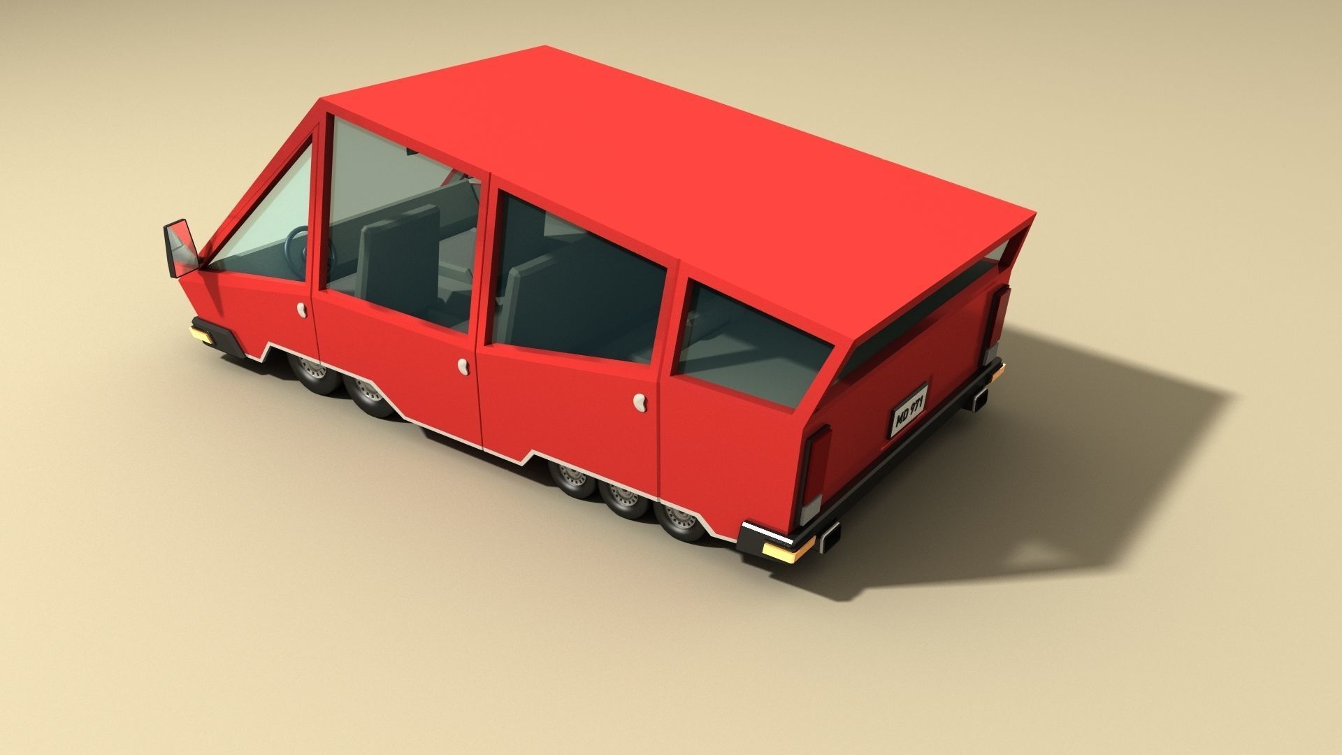 CAR 4 - Van Low-poly 3D model_2
