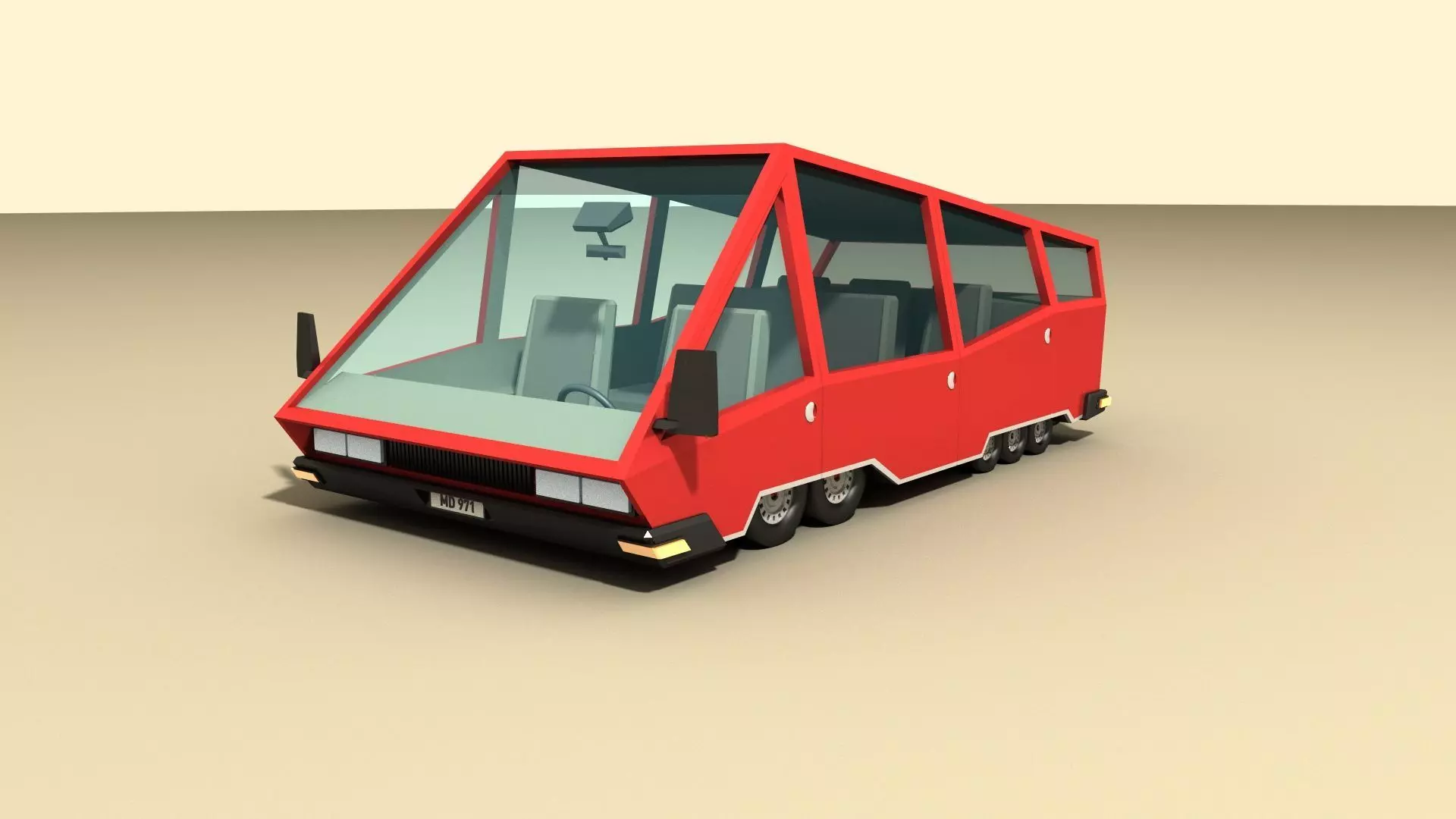 CAR 4 - Van Low-poly 3D model_0