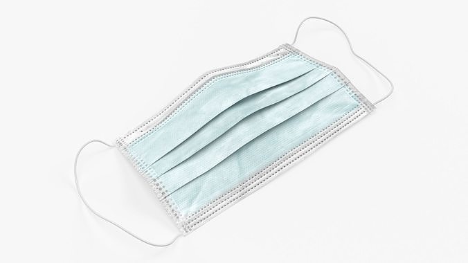 Surgical mask single on ground 01 3D model