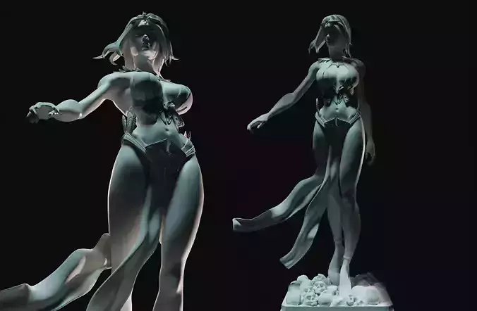 Warrior female on rock