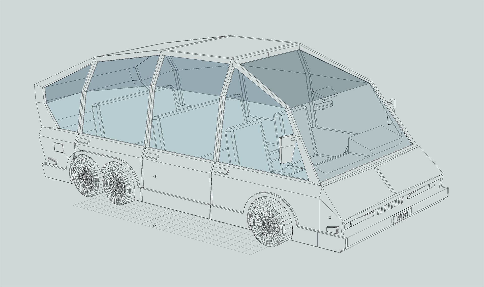 CAR 5 - Van Low-poly 3D model_5