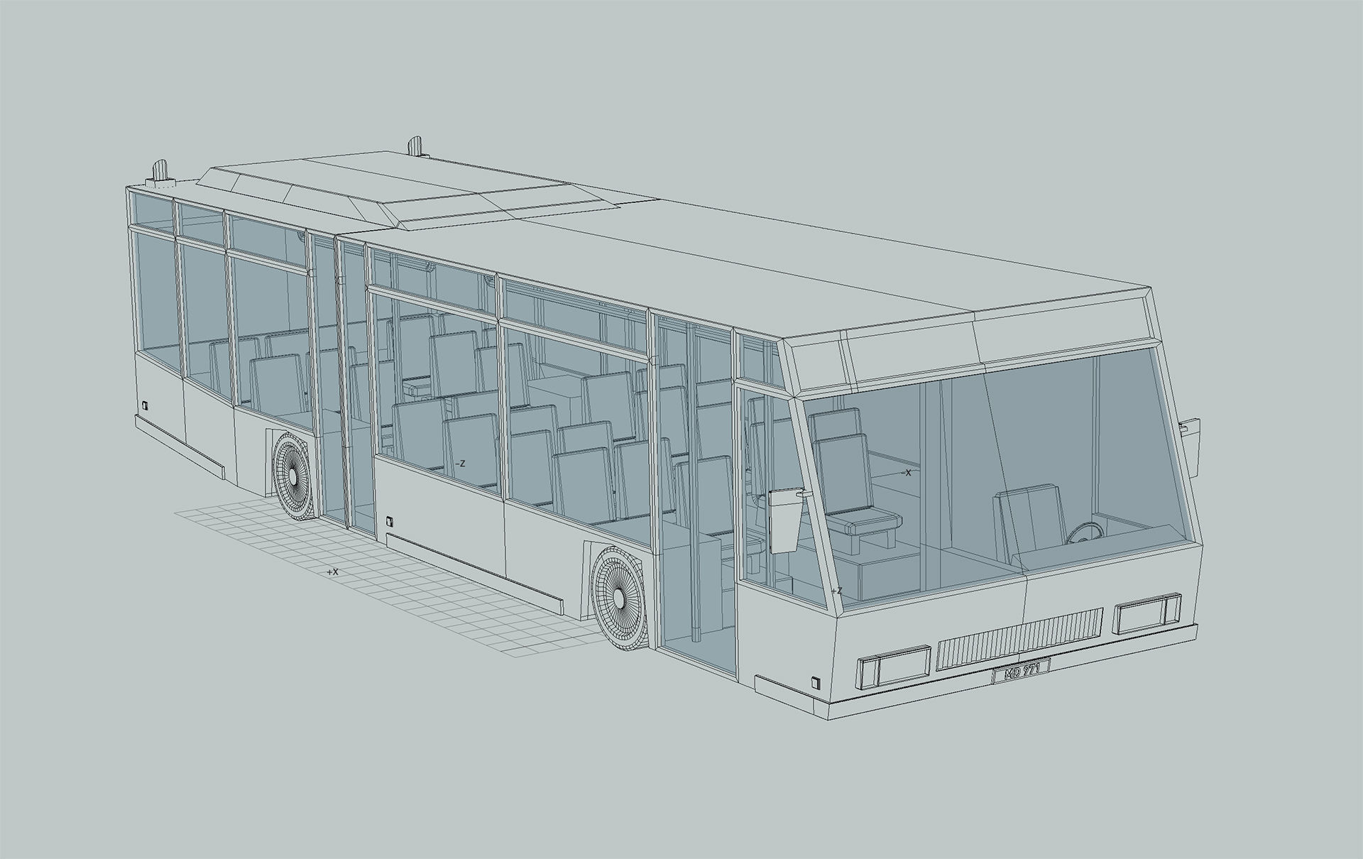 BUS 1 Low-poly 3D model_5