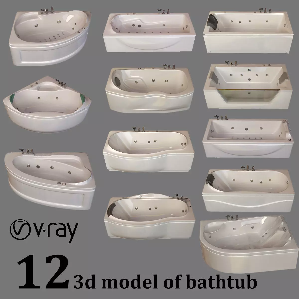 12 model of bathtub Low-poly 3D model_0