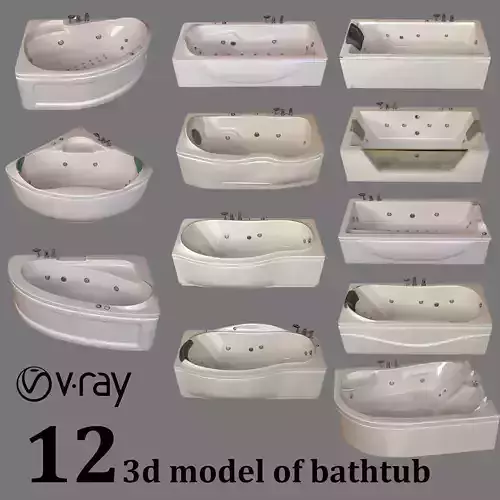 12 model of bathtub Low-poly 3D model