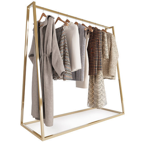 Hanger with womens clothing 03 3D model