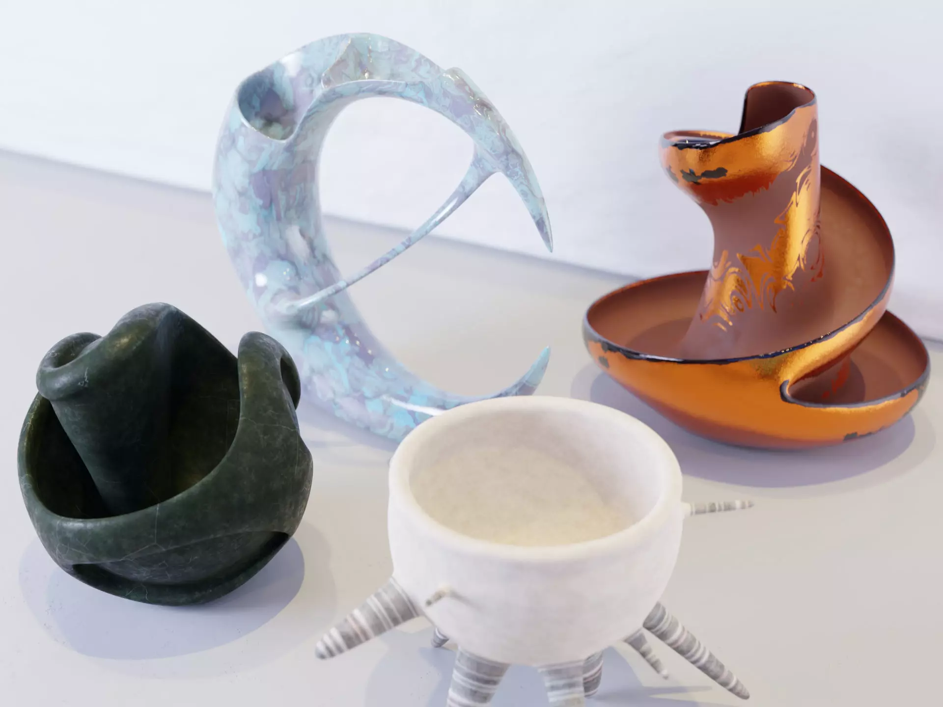 Vases marble sculpture Low-poly 3D model_0