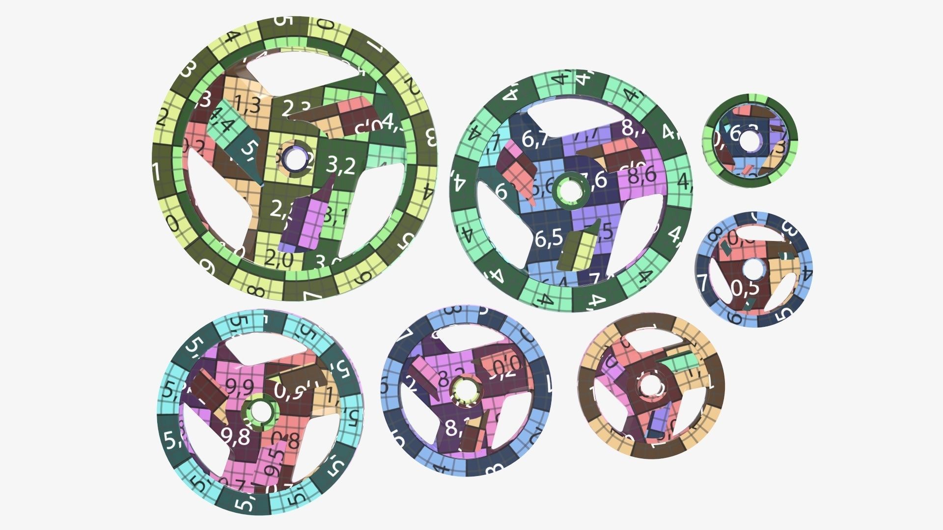 Set of weight plates 04 3D model_10