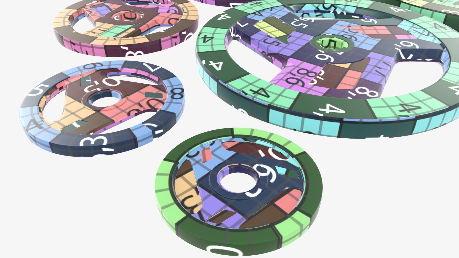 Set of weight plates 04 3D model_9