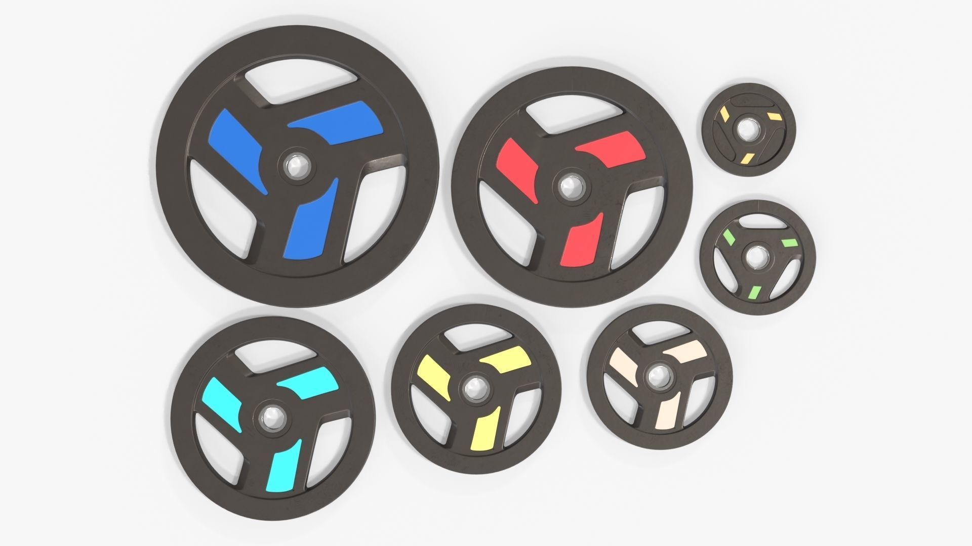 Set of weight plates 04 3D model_4