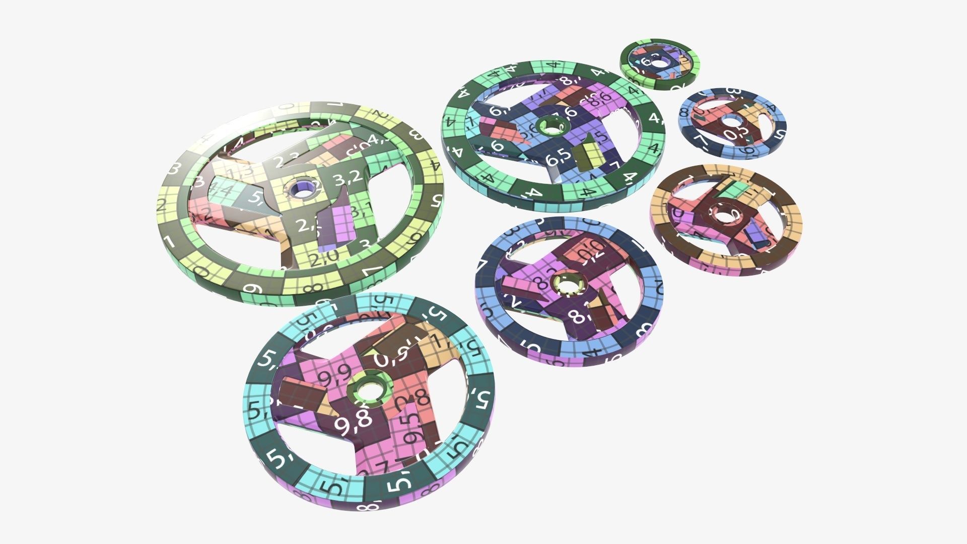 Set of weight plates 04 3D model_8