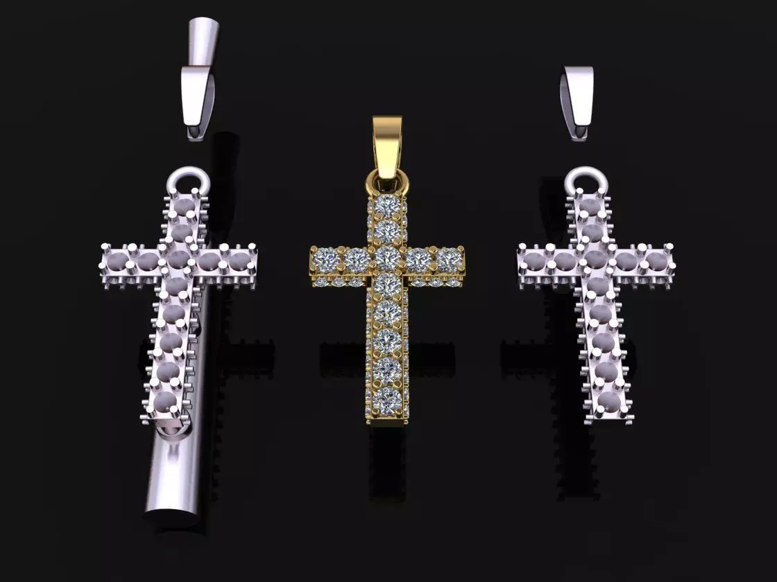 Diamond Boxed Diamond Cluster Row Pendant Dainty 3D print model_0