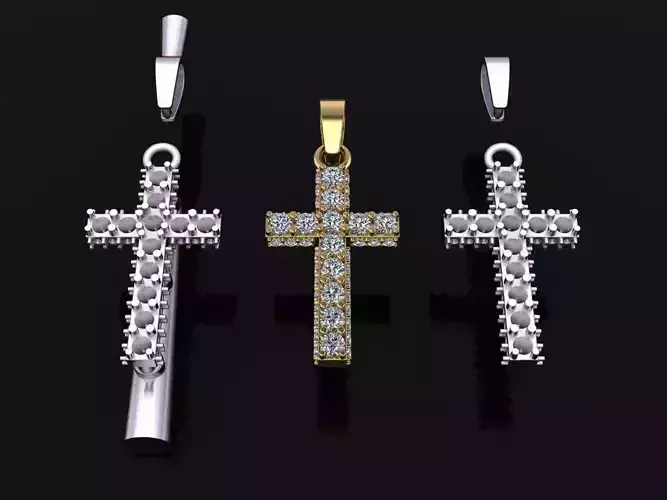 Diamond Boxed Diamond Cluster Row Pendant Dainty