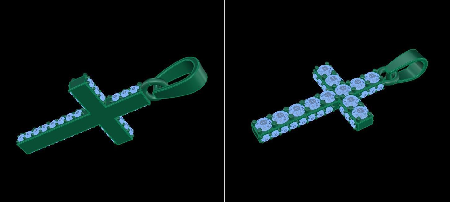 Diamond Boxed Diamond Cluster Row Pendant Dainty 3D print model_11