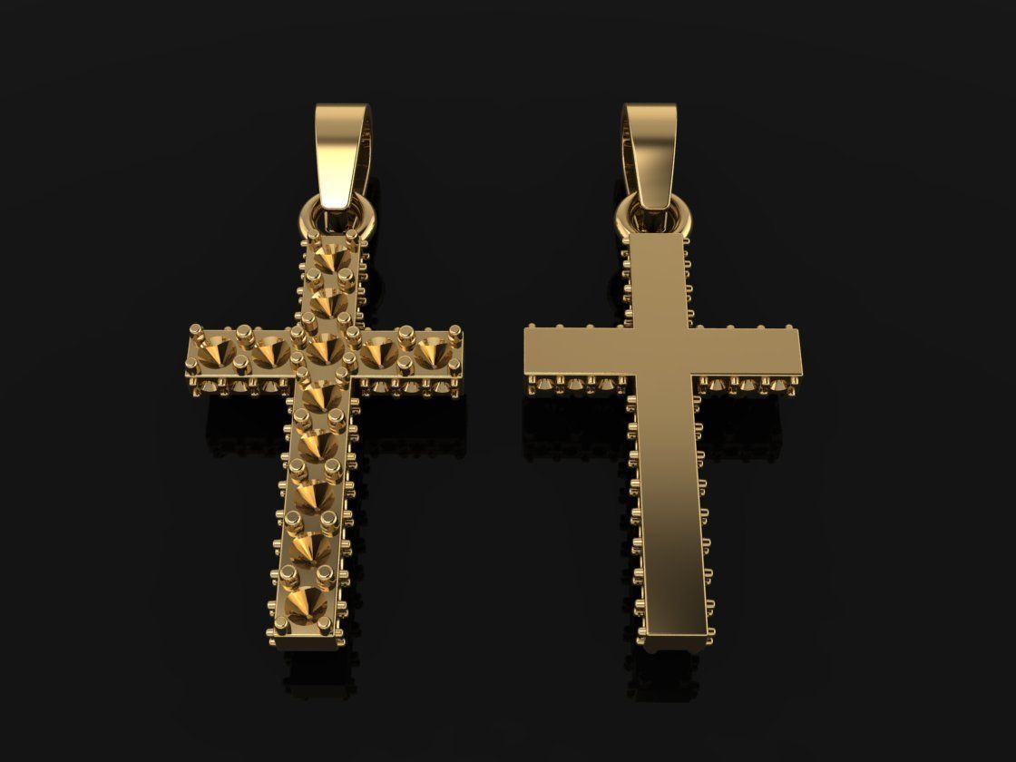 Diamond Boxed Diamond Cluster Row Pendant Dainty 3D print model_3