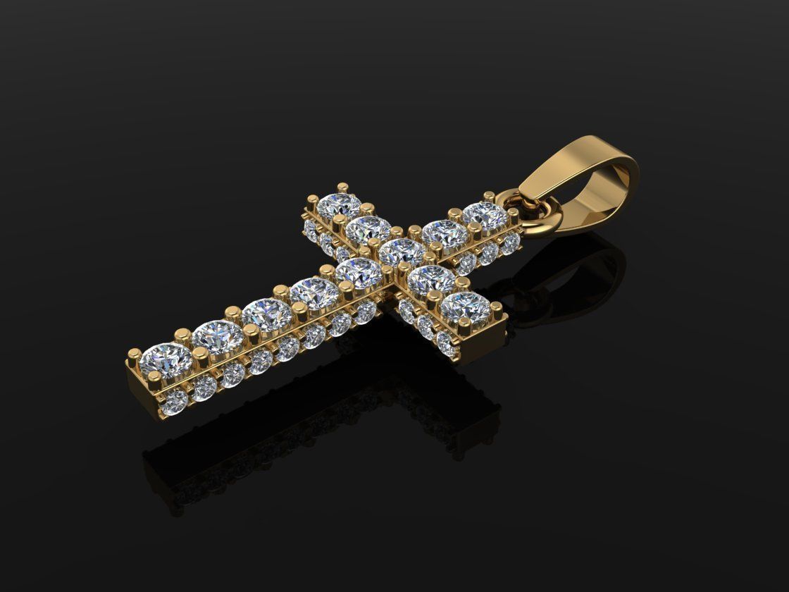 Diamond Boxed Diamond Cluster Row Pendant Dainty 3D print model_2