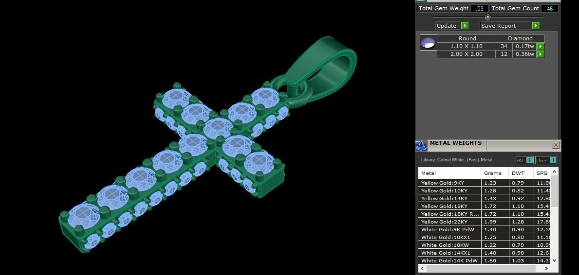 Diamond Boxed Diamond Cluster Row Pendant Dainty 3D print model_5