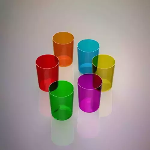 Glass set of colored tumblers