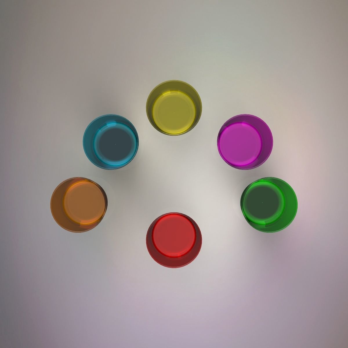 Glass set of colored tumblers 3D model_1