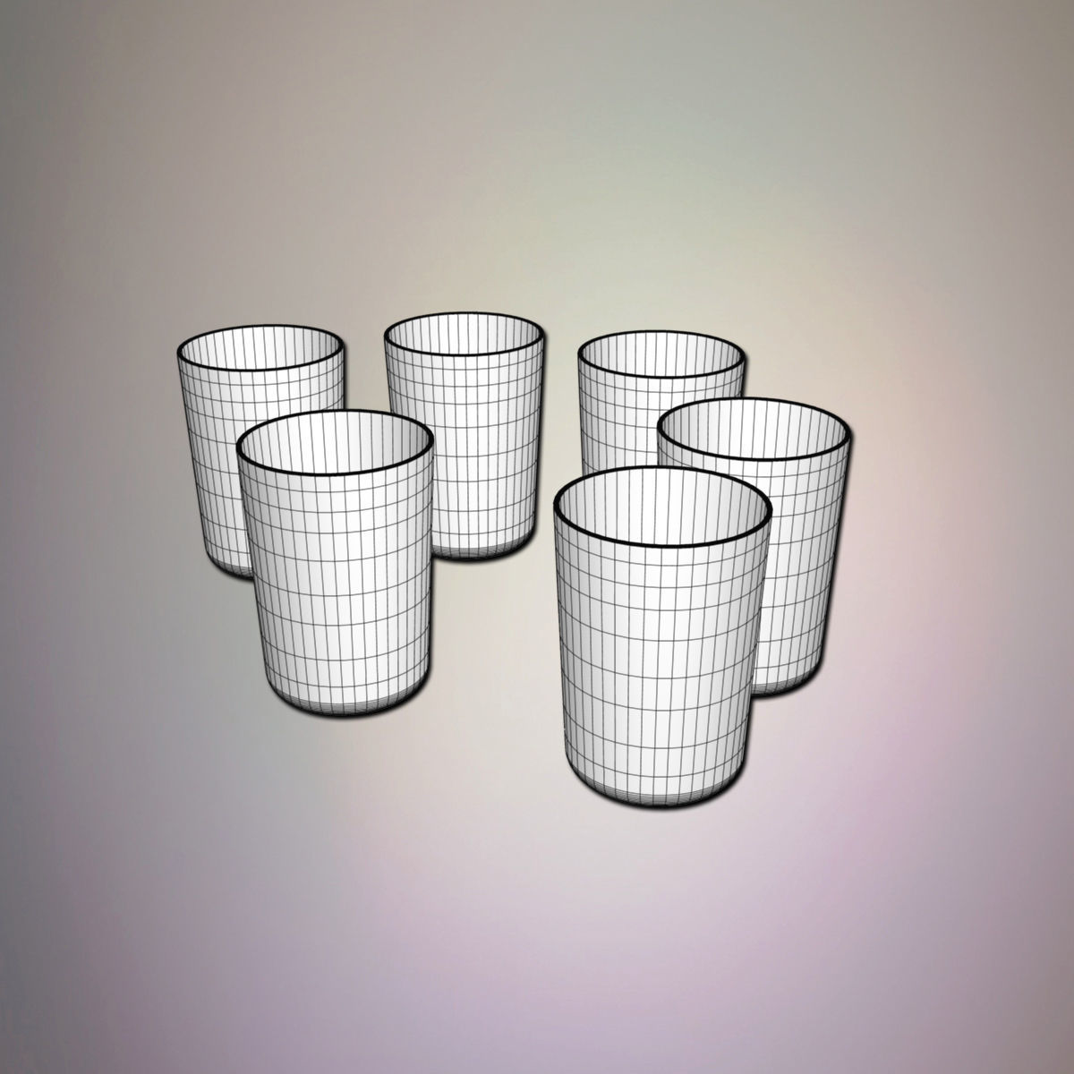 Glass set of colored tumblers 3D model_4